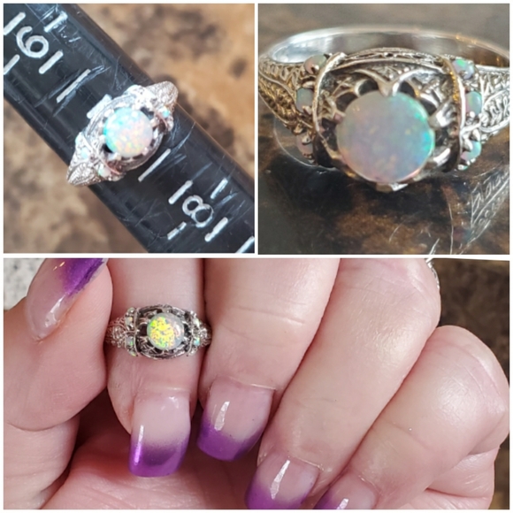 Genuine 2ct Natural White Fire Opal Ring 7 - Picture 8 of 8